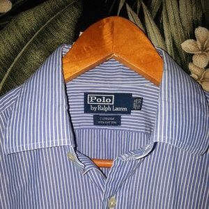 Men's Ralph Lauren Blue Stripped Dress Shirt